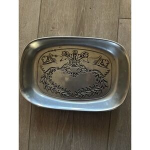 The Wilton Co. Pewter Serving Plate - Designed With Love Birds And Hearts